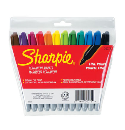 [30072 SAN] Sharpie® Fine Point Permanent Markers, Assorted Colors, 12/Set