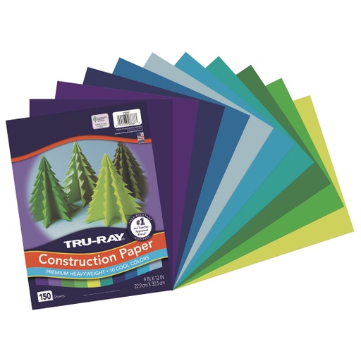 [6687 PAC] 150ct Tru-Ray Cool Colors Construction Paper Assortment