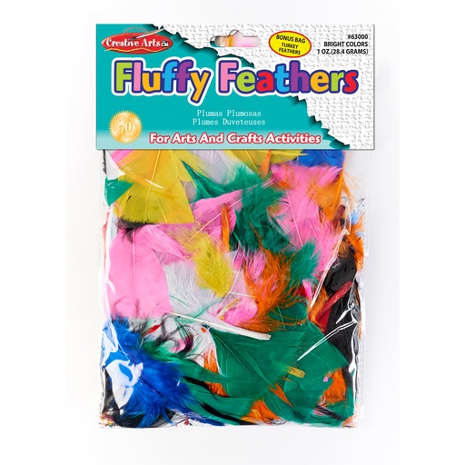 [63000 CLI] Charles Leonard® Bright Hues Fluffy Turkey Feathers — 1 oz Bag