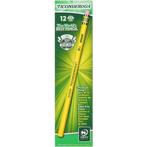 [13882 DIX] Ticonderoga® The World's Best Pencil, Unsharpened #2 HB,7-1/2" length, 12 Count 