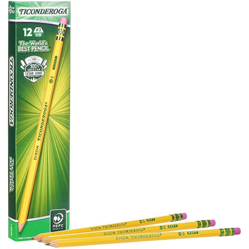 [13806 DIX] Ticonderoga® Pre‑Sharpened No. 2 Pencils, 7-1/2" length, 12 Count 