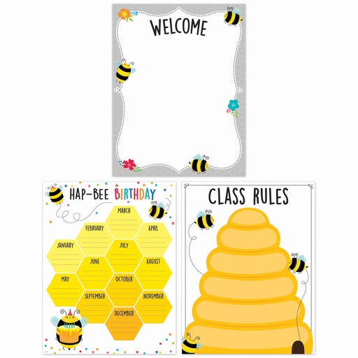 [10824 CTP] Busy Bees Classroom Essentials 3-Chart Pack