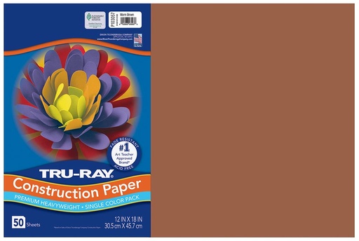 [103057 PAC] 12x18 Warm Brown Tru-Ray Construction Paper 50ct Pack