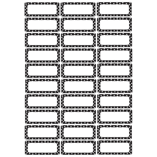 [10080 ASH] 30ct Black & White Dots Magnetic Die-Cut Small Foam Nameplates & Labels 