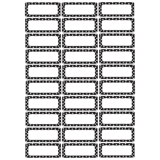 [10080 ASH] 30ct Black & White Dots Magnetic Die-Cut Small Foam Nameplates & Labels 