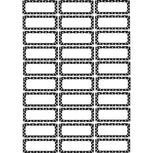 [10080 ASH] 30ct Black & White Dots Magnetic Die-Cut Small Foam Nameplates & Labels 