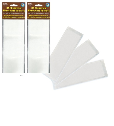 [10401 ASH] Ashley® Clear View Extra Small Nameplate Pockets,3.25" x 10.5", 25 per pack 