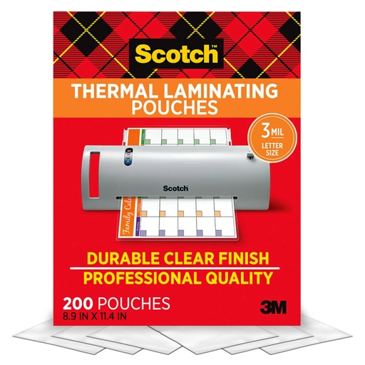 [TP3854200 MMM] Scotch® Letter Size Thermal Laminating Pouches — 200 Count, 3 mil