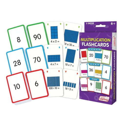 [206 JL] Junior Learning™ Multiplication Flashcards — 162 cards (3 decks of 54)