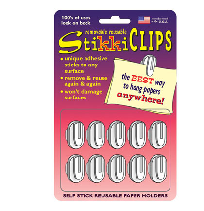 [01220 STIK] StikkiWorks® StikkiCLIPS™ Adhesive Clips, White, 20 Per Pack,3/4" clip, 20 per pack 