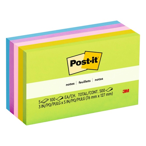 [6555UC MMM] 3 x 5 Ultra Colors Post It Notes 5 Pks  Pack