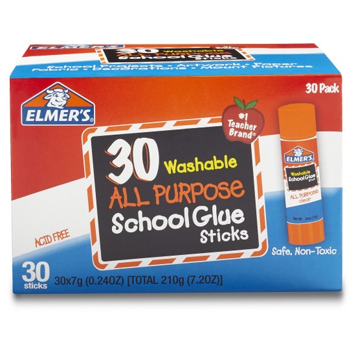 [E556 ELM] 30ct .24oz Washable Clear Glue Sticks