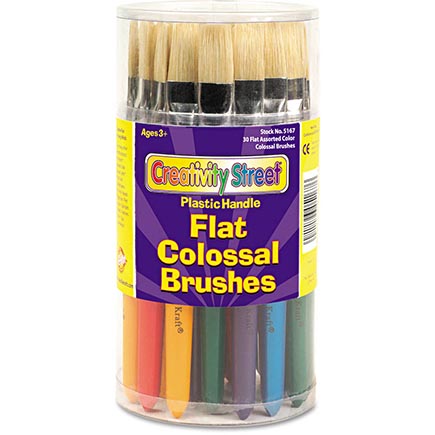 [AC5167 PAC] Creativity Street® 30ct Assorted Flat Stubby Brushes, 7-1/4" length (each brush), 30 brushes 