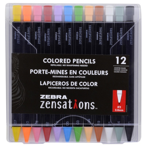 [08112 ZEB] 12ct Refillable Mechanical Colored Pencils
