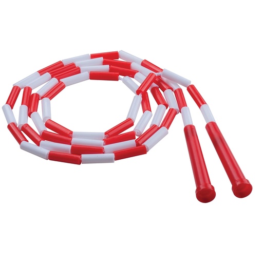 [PR7 CHS] Champion Sports® Plastic Segmented Jump Rope, 7 ft (Red/White) — Durable beaded rope for rhythm, coordination, and cardio in PE