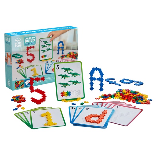 [05099 PLU] Plus-Plus® Learn to Build ABCs & 123s Set,0.75" x 0.5" pieces, 400 pieces + 40 letter/number cards 