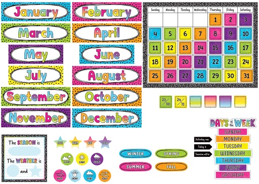 [6921 TCR] Teacher Created Resources® Brights 4Ever Calendar Bulletin Board — 141 pieces