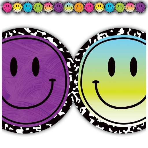 [6929 TCR] 35' Brights 4Ever Smiley Faces Die-Cut Border Trim