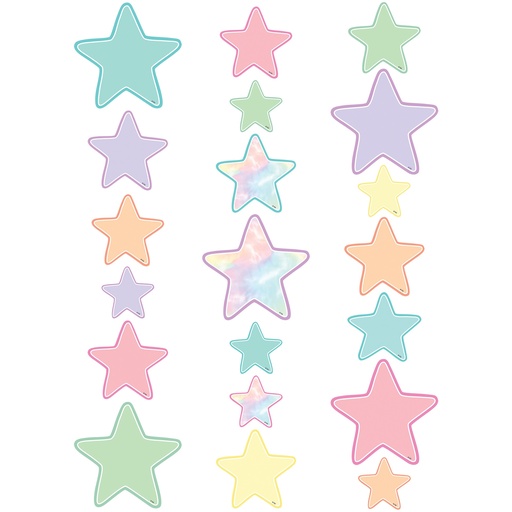 [8419 TCR] 60ct Pastel Pop Star Accents - Assorted Sizes