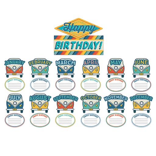 [847808 EU] Eureka® Adventurer Birthday Mini Bulletin Board Set — 27 Pieces