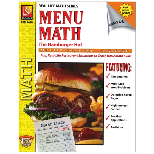[102B REM] Menu Math: The Hamburger Hut Book, Multiplication & Division