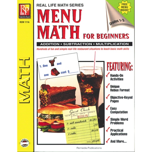 [111A REM] Menu Math for Beginners Book, Grades 1-3