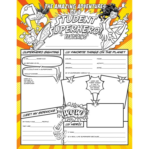 [3092 NS] North Star Teacher Resources® Fill Me In: Student Superhero! — 32 posters, 17" × 22"