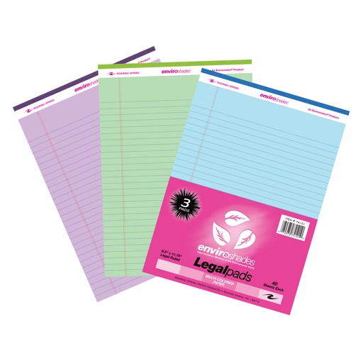 [74100 ROA] Roaring Spring® Enviroshades Legal Pads — Assorted colors, 3-pack