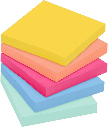[6545SSJOY MMM] Post-it® Super Sticky Notes — Summer Joy 3"×3" 5‑Pack for Vertical Surfaces