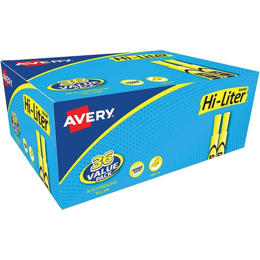 [98208 AVE] 36ct Hi-Liter Yellow Chisel Tip Highlighter Value Pack