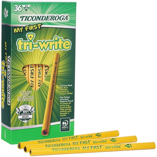 [13082 DIX] Ticonderoga® My First® Tri‑Write™ Beginner #2 Pencils with Erasers, 36/Box,13/32" diameter, 36 pencils 