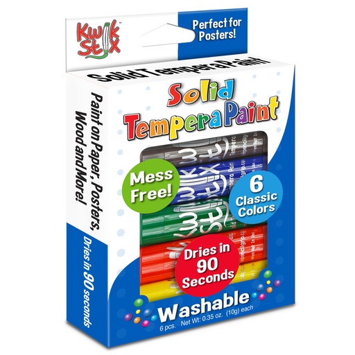 [601 TPG] Solid Tempera Paint Stick, 6 Primary Colors
