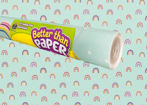 [32459 TCR] Better Than Paper Bulletin Board Roll, Oh Happy Day Rainbows, 4-Pack