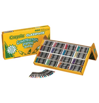 [521617 BIN] 400ct 16 Color Construction Paper Crayons Classpack