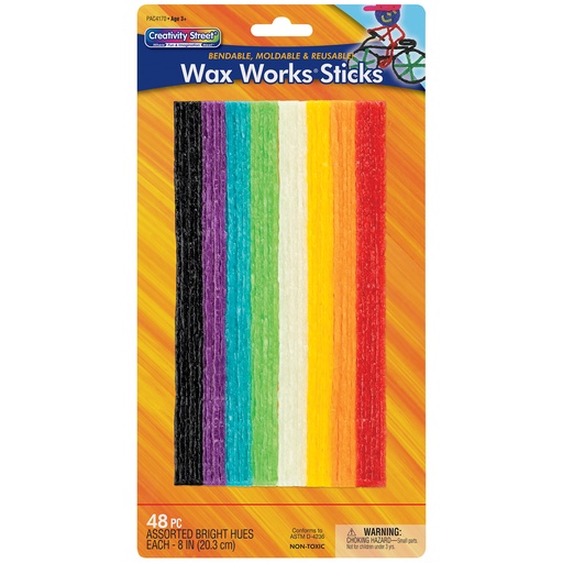 [AC4170 PAC] Creativity Street® Wax Works Sticks, Assorted Bright Hues, 8" length, 48 pieces 