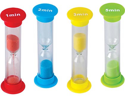 [20663 TCR] Teacher Created Resources® Small Sand Timers Combo Pack (4),1" x 3 1/2" each, 4 timers 