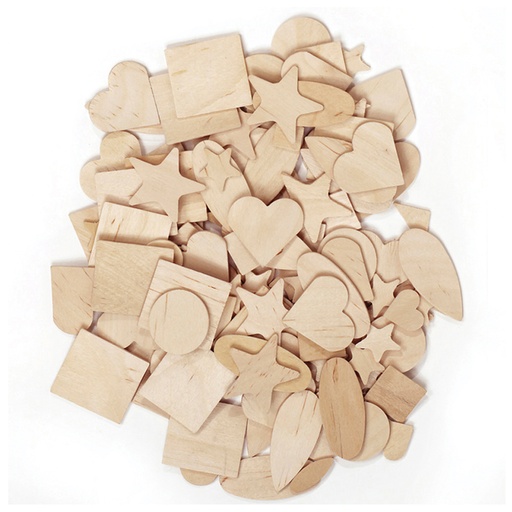 [AC369901 PAC] Wood Shapes, Natural Colored, Assorted Shapes, 1/2" to 2", 350 Pieces