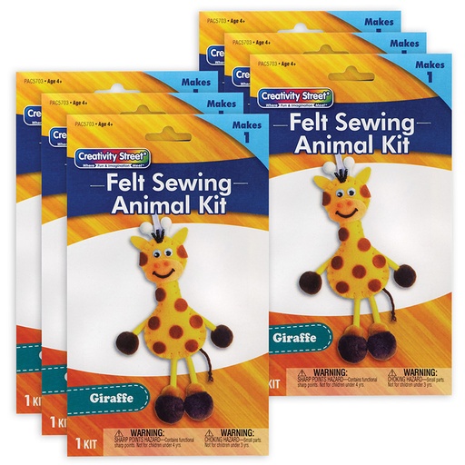 [AC5703-6 PAC] Felt Sewing Animal Kit, Giraffe, 6" x 11" x 0.75", 6 Kits