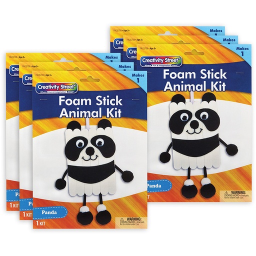 [AC5708-6 PAC] Foam Stick Animal Kit, Panda, 7" x 11.25" x 1", 6 Kits