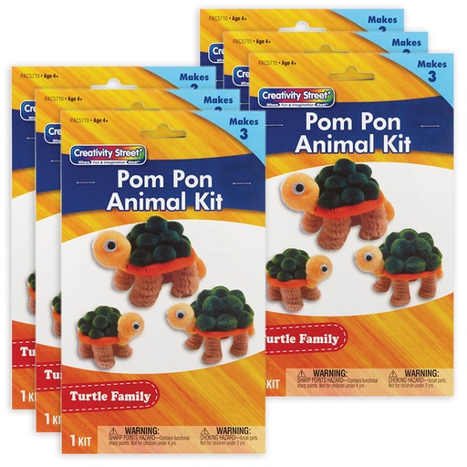 [AC5710-6 PAC] Creativity Street® Pom Pon Animal Kit — Turtle Family (3 Turtles/Kit), 6 Kits