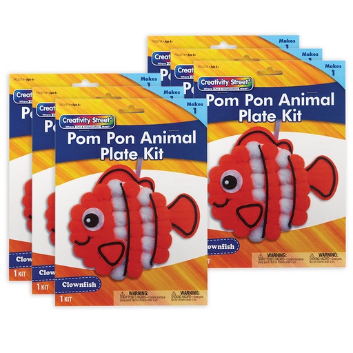 [AC5714-6 PAC] Pom Pon Animal Plate Kit, Clownfish, 7.5" x 8" x 1", 6 Kits