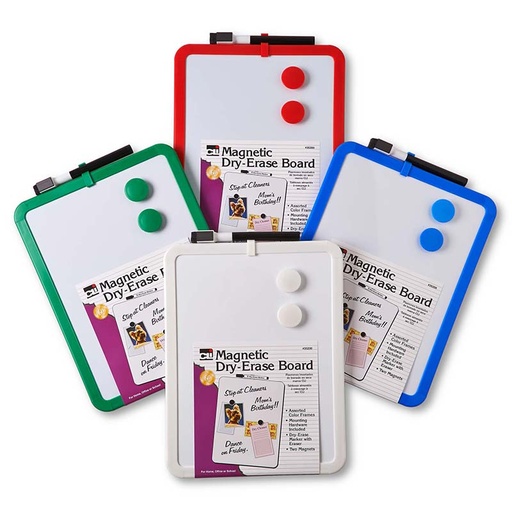 [35200-4 CLI] Framed Magnetic Dry Erase Board with Marker & Magnets, Assorted Colors, 8.5" x 11", Pack of 4