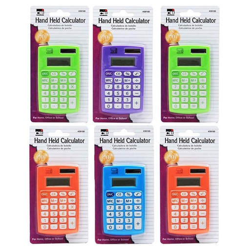 [39100-6 CL] Charles Leonard® Primary Calculator, 8‑Digit, Dual Power (Pack of 6)