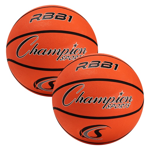 [RBB1-2 CHS] Champion Sports® Official Size Rubber Basketballs — Pack of 2, Size 7 PE Set