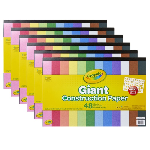 [990055-6 BIN] Giant Construction Paper Pad with Stencils, 48 Sheets, Pack of 6