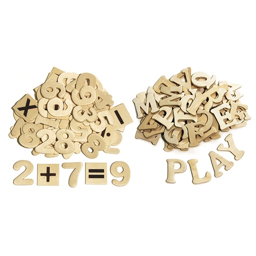 [AC3623 PAC] Letters and Numbers, Natural Wood, 1.5", 200 Pieces