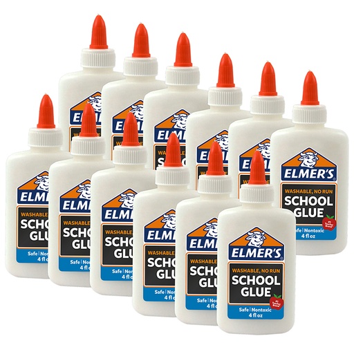 [E304-12NR ELM] Washable School Glue, 4 oz. Bottle, Pack of 12