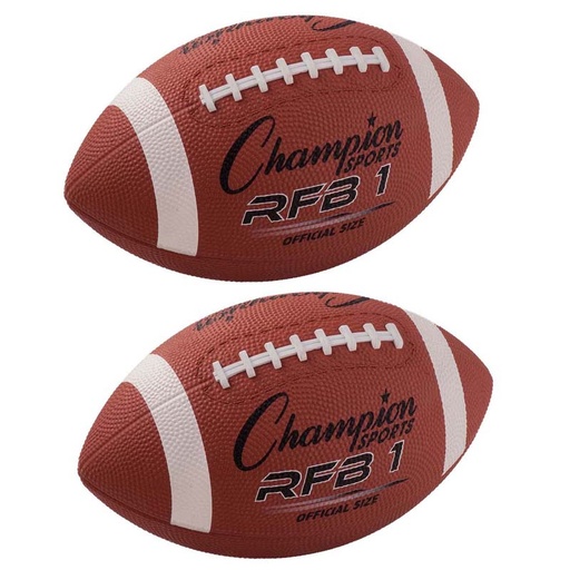 [RFB1-2 CHS] Champion Sports® Official Size Rubber Football, Pack of 2 — Durable indoor/outdoor footballs for PE and drills