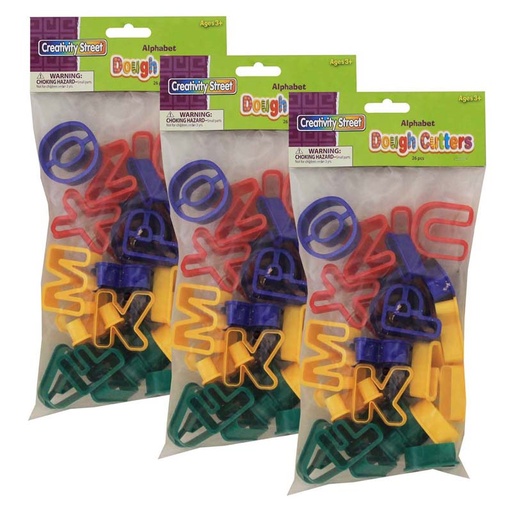 [AC9771-3 PAC] Dough & Clay Cutter Set, Capital Letters, 1-9/16", 26 Pieces Per Pack, 3 Packs