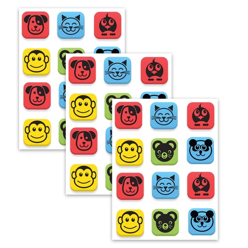 [35020-3 FS] Magnetic Whiteboard Student Erasers, Animals, 12 Per Set, 3 Sets
